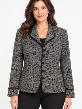 Koret Black & Gray Paisley Jacket Blazer Size 10